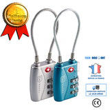 TD® Cadenas avec câble TSA (360) bleu-gris  taille 10.2 cm - Cadenas de voyage avec verroullage code et cable TSA