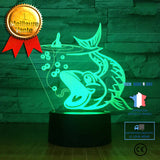 TD® Décoratif USB Fish 7 Couleurs Télécommande Illusion Optique Veilleuse 3D Visualisation Table Bureau Lampes 3D Glow LED L JZ10893