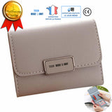 TD® Porte-Monnaie en Cuir PU pour Femmes Simple de Couleur Beige Porte-Cartes Sac à Main
