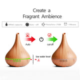 TD® Diffuseur d'arôme de grain de bois diffuseur d'huile essentielle de grande capacité humidificateur de diffuseur d'arôme d'intéri