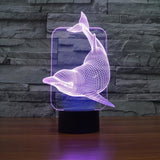 TD® Lampe optique poser décoratif tactile 7 couleurs illusion optique - modèle dauphin - faible consommation câble USB ou 3 piles AA