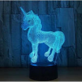 TD® Chambre décorative LED 3D licorne en forme de veilleuse 7 couleurs changent contrôle tactile chevet acrylique lampe de table