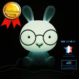 TD® Lampe lapin LED bleu mignon pour enfant-Lampe bébé chevet Décor pour nuit Led-accessoire décoratif de chambre