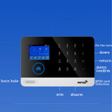 TD® Alarme tactile clavier graffiti intelligent wifi GSM alarme 2.4 pouces écran couleur TFT dispositif antivol multifonctionnel