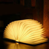 TD® LED Lampe Livre Pliable En Bois De Veilleuse Décorative Avec La Charge D'USB (blanc Chaud)