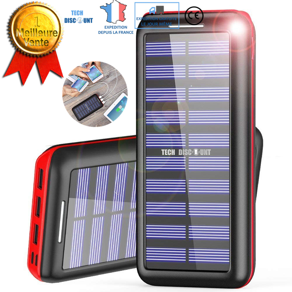 TD® Batterie Externe solaire haute capacité Iphone 2400mAh grande samsung USB Micro portable rechargeable huawei quick chargement