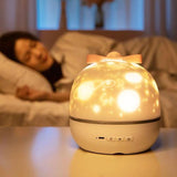 TD® Veilleuse Projecteur Étoilé Ambiance Rotative Lumière USB Recharge Cadeau de Noël Lampe de Projection Multifonction