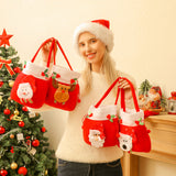 TD® Sac cadeau de Noël sac de bonbons en tissu brossé décoration cadeau fournitures de Noël bouquet bouche sac de pomme 4 pack