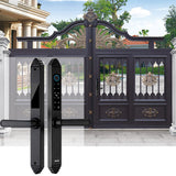 TD® Serrure intelligente wifi de style européen en acier inoxydable, porte en fer de cour creuse, serrure d'empreinte digitale étanc