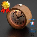 TD® Réveil Silencieux Table Bois de Hêtre Alarme Horloge de Chevet Clock avec Veilleuse