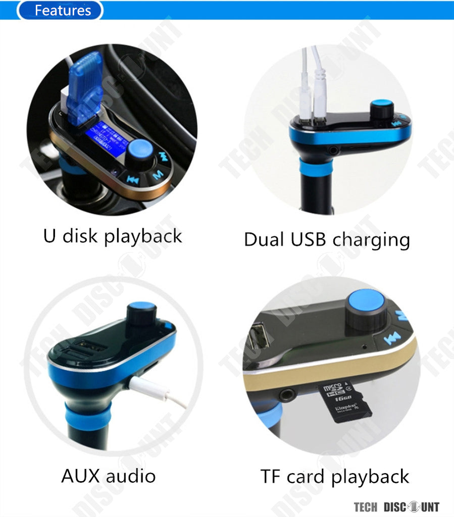 TD® Transmetteur FM Bluetooth sans fil USB voiture audio maison musique adaptateur radio chargeur MP3 mains libres iPhone allume cig