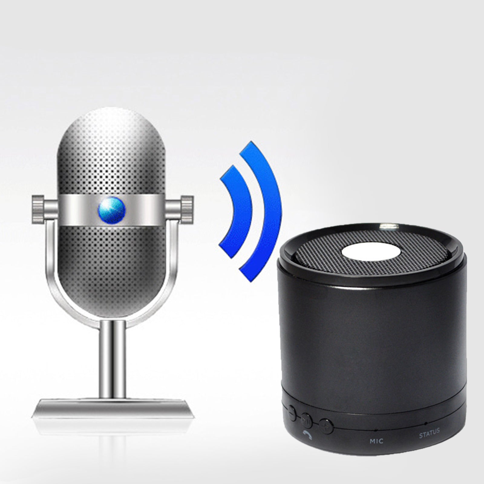 TD®  Enceinte sans fil cylindrique portable noire mini haut-parleur bluetooth portable, audio sono musique haut-parleur cadeau audio