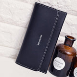 TD® Portefeuille Femmes Utilisation Quotidienne Sac à Main de Qualité Pochette Noir /Coutures Blanches Apparentes /Tête de Cerf