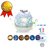 TD® Projecteur veilleuse avec boîte à musique et 6 films de projection 360 Rotation Starry Sky projecteur lampe pour chambre d'enfan