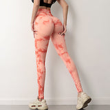 Pantalons de musculation pantalons yoga tie-dye taille haute sexy hip lift sports running pantalons fitness leggings serrés h