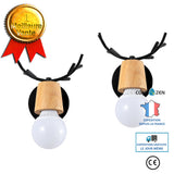 Lot de 2 Applique Murale Moderne Cr&eacute;ative Design Deer Antler Lampes Murale Interieur en Bois et M&eacute;tal Lampe de