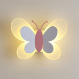 Personnalité créative papillon chambre d'enfants lampe de chevet LED applique murale de fond de chambre à coucher ( blanc+ros
