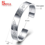 TD® Bracelet pour Femme en Plaqué Argent 925 Zirconium Rond Bijoux Cadeau pour Femme Jonc Épais Inscription Love Incrustée