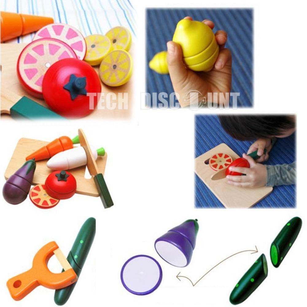 Ensemble de jouets alimentaires de coupe pour bébés, jouets en bois couper  des fruits et des légumes Jouets de cuisine pour enfants