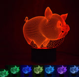 TD® Veilleuse 3D avec cochon de graisse animale Bouton de vision Éclairage LED #MO-481