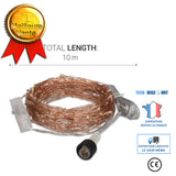TD® LED 10m - Fil de cuivre avec télécommande 8 modes éclairage réglable - 100 LEDs multicolore intérieur e
