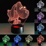 TD® Lampe optique poser décoratif tactile 7 couleur illusion optique - modèle petit chien - faible consommation câble USB 3 piles AA