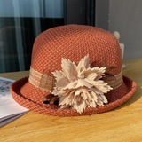 TD® Printemps et été chapeau dames décontracté mode chapeau de soleil tricoté bassin chapeau voyage en plein air bord roulé pare-sol