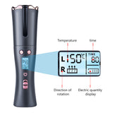 INN® Bigoudi automatique Coiffeur de voyage à chargement USB portable Écran LCD sans fil Fer à friser 6 modes Température constante