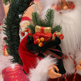 TD® Cercle de rotin de Noël électrique vieil homme Noël Père Noël portant panier-cadeau poupée poupée décoration de fenêtre