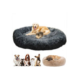 Lit moelleux rond pour Chat et Chien Extra large Lavable avec coussin，Deluxe Panier pour Animal Domestique-100x100cm-Rose