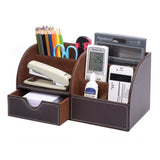 TD® Organisateur de bureau/ Pot à crayon/ 7 Compartiments PU Cuir/ Collection Boîte de Rangement Papeterie Office