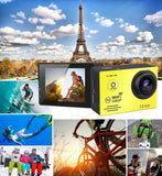 TD® Caméra de plongée sportive jaune étanche avec stabilisateur avec fonction WIFI microphone externe accessoire pour ski et voyages
