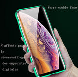 TD®  Convient pour Apple iPhone12 double face en verre haute définition  Magneto étui de portable étui magnétique rouge