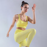 Costume de yoga vêtements de yoga nus sport pour femmes soutien-gorge dos ouvert taille taille pantalon deux pièces points ja