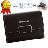 TD® Porte-Monnaie  en Cuir PU pour Femmes Simple de Couleur Noir Uni Porte-Cartes Sac à Main