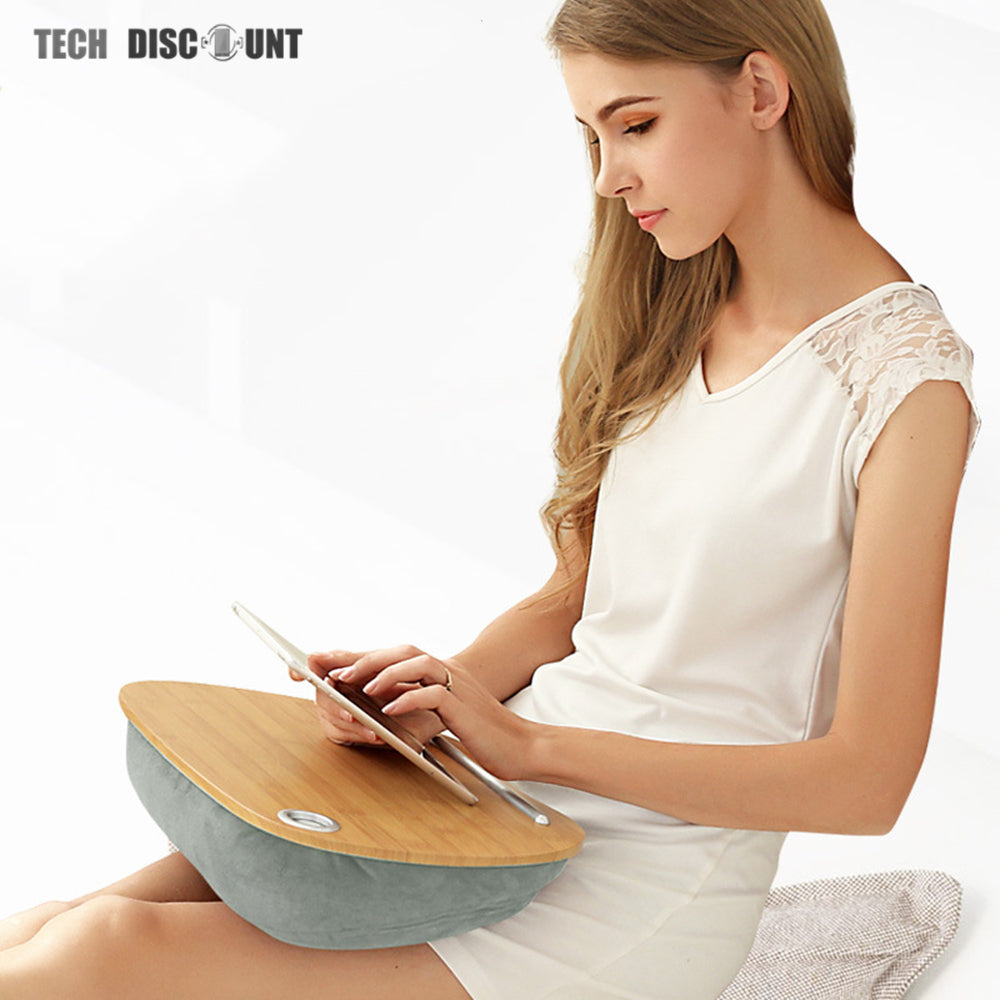 TD® support pour ordinateur portable avec coussin lit bureau genoux bois pc tablette samsung tactile ipad genoux apple windows table