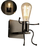 TD® Support murale pour ampoule lampe en fer forgé rétro chambre de chevet allée simple créative puissance noir design original salo