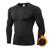 TD® Combinaison d'entraînement serrée à manches longues pour hommes automne/hiver  velours à manches longues combinaison rapi