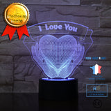 TD® Décoratif USB Amour 7 Couleurs Télécommande Illusion Optique Veilleuse 3D Visualisation Tableau Lampes De Bureau 3D Glow LED Lam