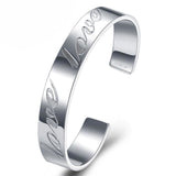 TD® Bracelet pour Femme en Plaqué Argent 925 Zirconium Rond Bijoux Cadeau pour Femme Jonc Épais Inscription Love Incrustée