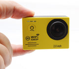 TD® Caméra de plongée sportive jaune étanche avec stabilisateur avec fonction WIFI microphone externe accessoire pour ski et voyages