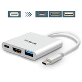 TD® Adaptateur USB 3 en 1 Multiport USB 3.1 type C/Thunderbolt 3 vers USB 3.0 + HDMI multisupport Macbook Chromebook, Gris PC