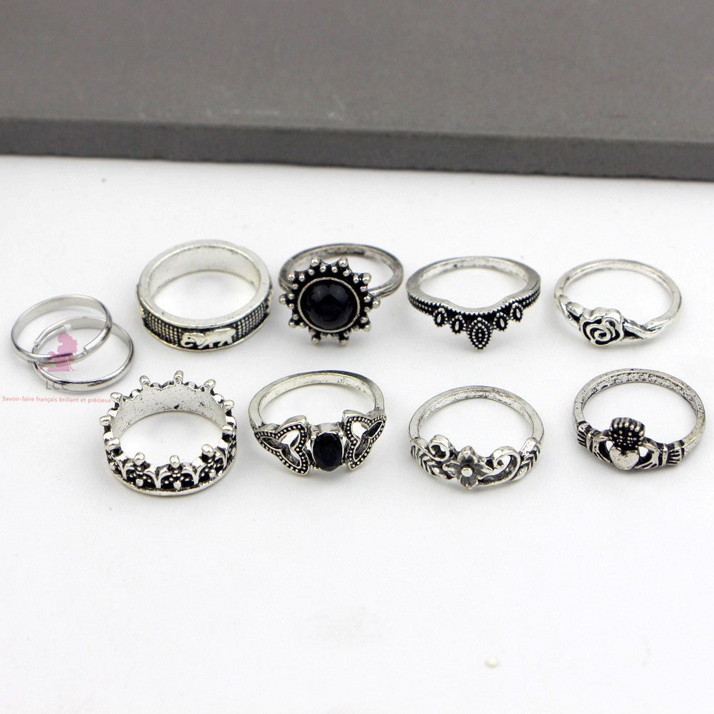 LCC® Bagues doigts Lot 10 pièces bagues de phalanges lot argent