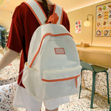 TD® Cartable blanc beige fille garçon cartable simple mode sac nylon anti-éclaboussures campus rétro littéraire sac à dos couleur be