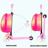 TD® Valise de chariot de scooter pour enfants valise de roue universelle réglable en hauteur valise de dessin animé de 16 pouces