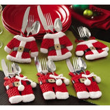 TD® Lot de 6 Portese Couverts en Forme de costume Père Noel / Décoration de table/ Festif et Chic