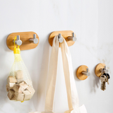 Crochets  rangée crochets en bois de bambou en acier inoxydable cuisine bain derrière la porte crochets adhésifs sans pour ma