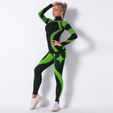 Costume de yoga tricoté sans couture à manches longues respirant évacuant l'humidité haut à manches longues sport running pan