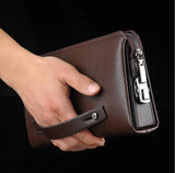 TD® Password Lock embrayage anti-vol d'embrayage pour hommes de grande capacité en cuir souple Dossier d'affaires hommes