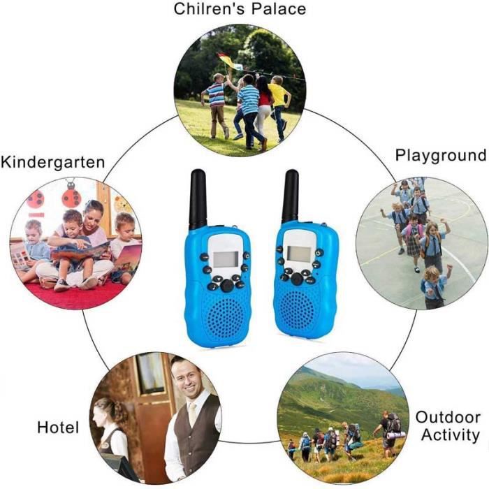 TD® Talkies Walkies Rechargeables, Enfants Talkie Walkie Rechargeable 3 km de Long Distance Interphone Cadeau De Noël Enfants (Bleu)